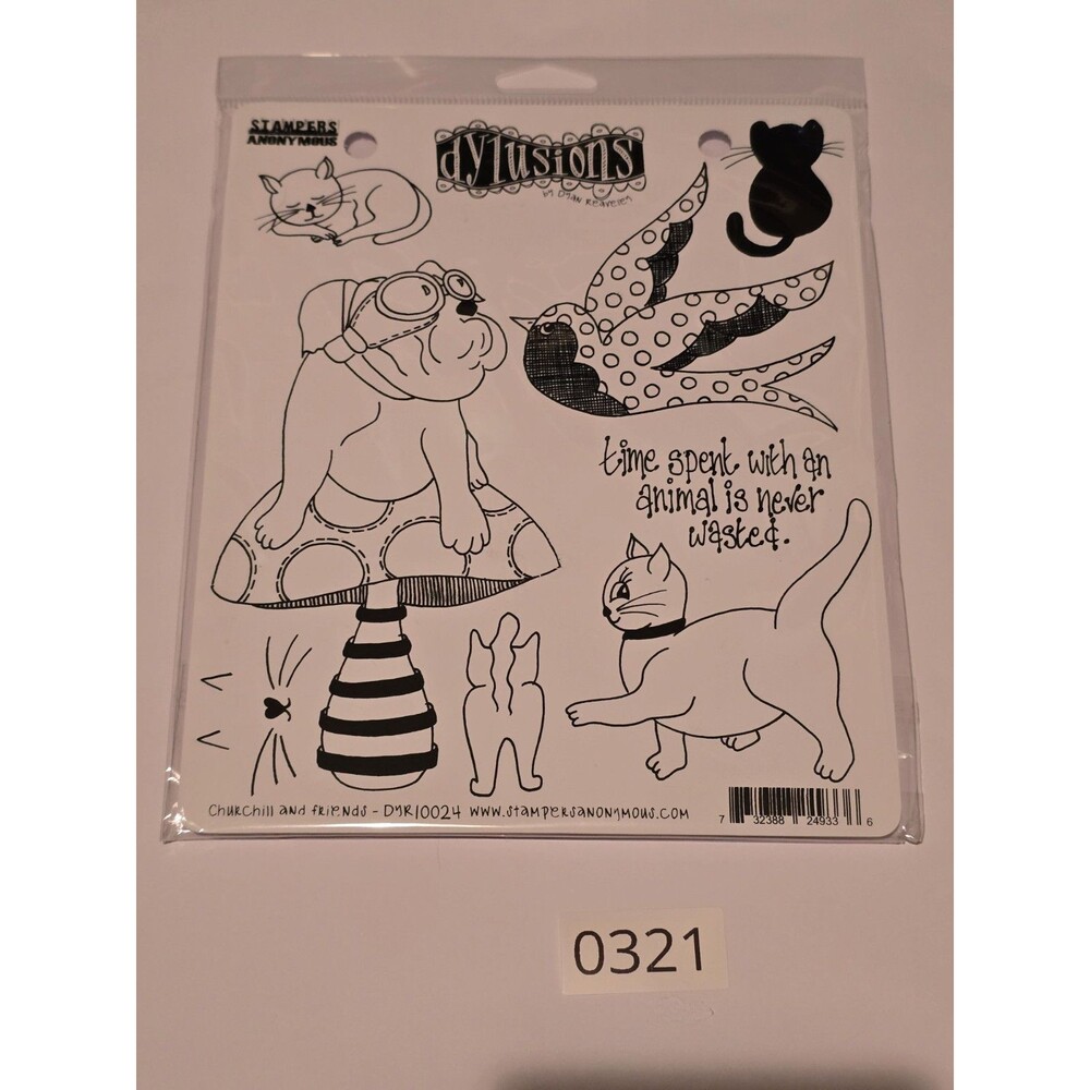 Dylusions Dyan Reaveley Churchill and Friends DYR10024 Rubber Cling Stamps